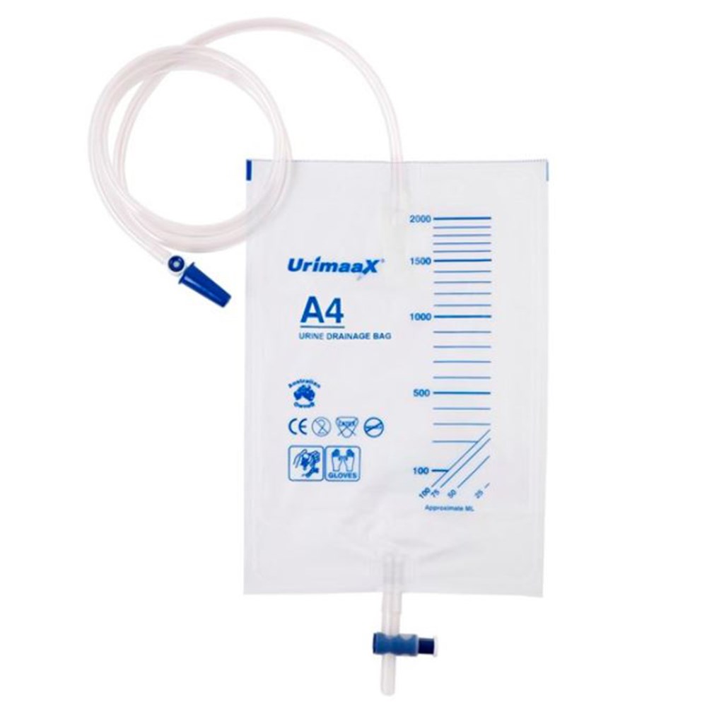 Urine Drainage Bag Sterile Bottom Outlet 2ltr 120cm Tube A4 - SSS