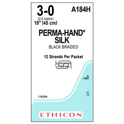 Sutures Silk Ethicon 3/0 12x45cm No Needle Labyrinth Black