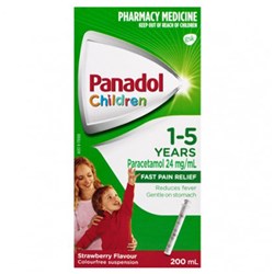 Panadol Colour Free Suspension Strawberry 200ml 5-12 Yrs SM