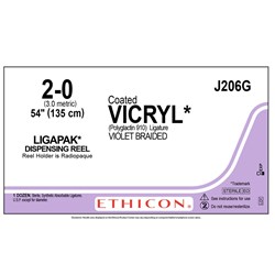 Sutures Vicryl Ethicon 2/0 135cm No Needle Ligapak Violet