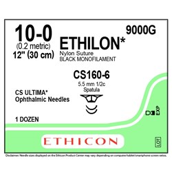 Sutures Ethilon Nylon 10/0 2xCS160-6 5.5mm 1/2 Spat 30cm Blk