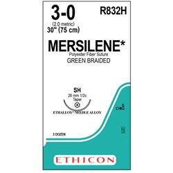 Sutures Mersilene Ethicon 3/0 SH 26mm 1/2 Taper 75cm Green