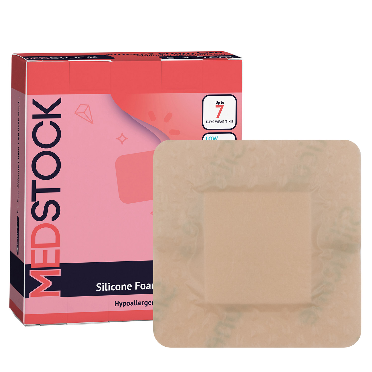 Medstock Silicone Foam Dressing Border Light 5 x 5cm B10 SSS