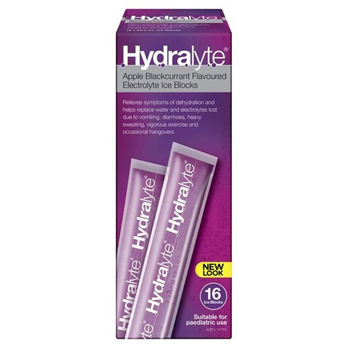 Hydralyte Electrolyte Freezer Pops Apple/Bl Curr 16 x 62.5ml