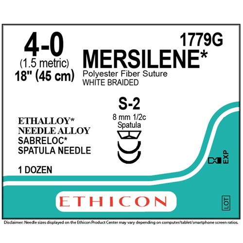 Sutures Mersilene Ethicon 4/0 2xS-2 8mm 1/2 Spat 45cm Undyed